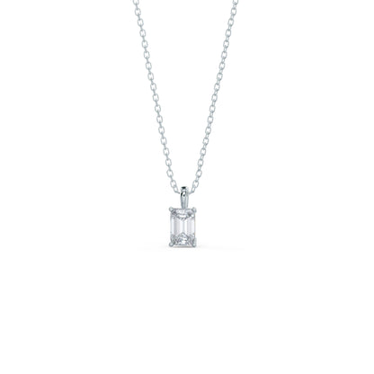 Solitaire Necklace with 0.70 CT Classic Emerald Cut Moissanite