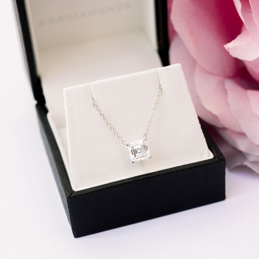 Solitaire Necklace with 0.50 CT Floating Asscher Cut Moissanite