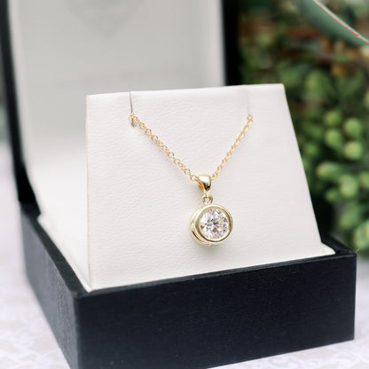 Single Bezel Necklace with 0.35 TCW Cosmopolitan Round Cut Moissanite
