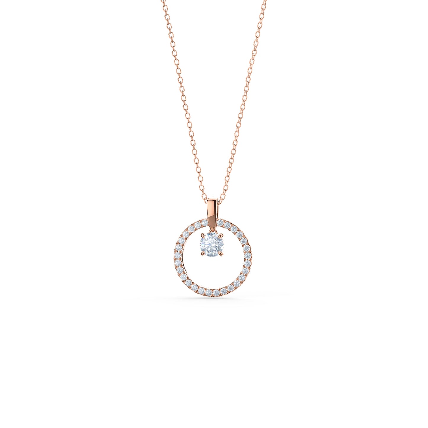 Floating Open Circle Necklace with 0.65 TCW Round Cut Moissanite