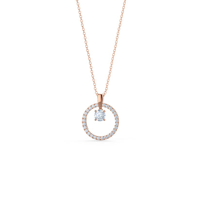 Floating Open Circle Necklace with 0.65 TCW Round Cut Moissanite