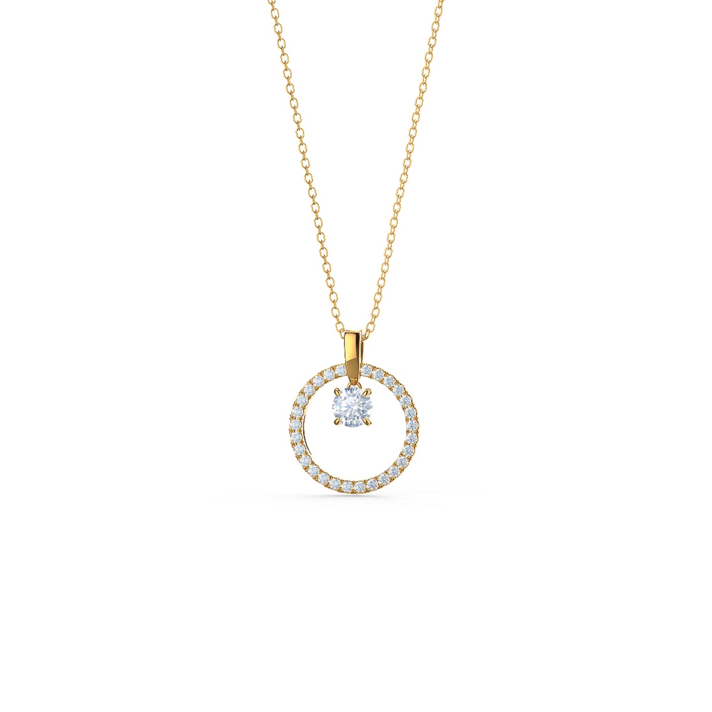 Floating Open Circle Necklace with 0.65 TCW Round Cut Moissanite