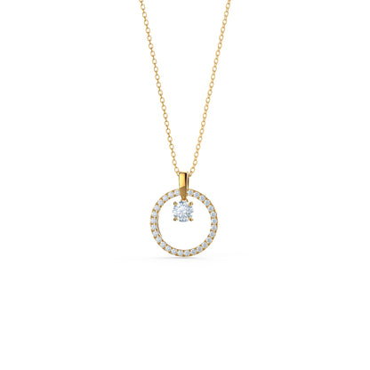 Floating Open Circle Necklace with 0.65 TCW Round Cut Moissanite