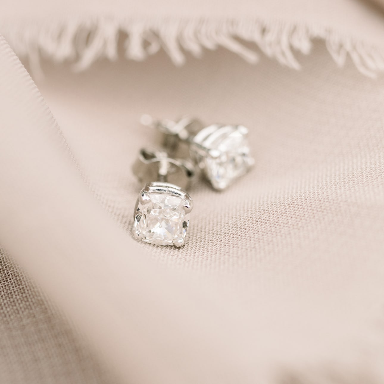 Solitaire Stud Earrings with 1.0 CT-3.0 CT Cushion Cut Moissanite