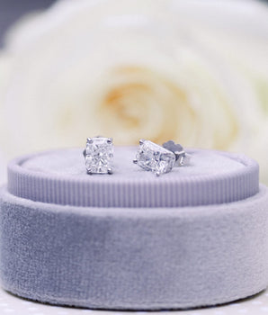 Solitaire Stud Earrings with 1.0 CT-3.0 CT Radiant Cut Moissanite