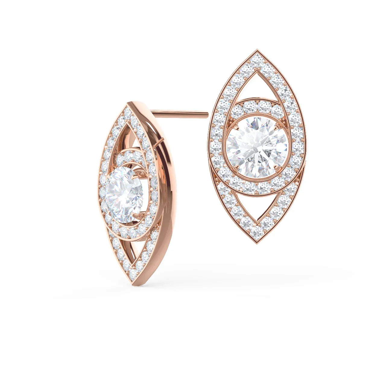 Evil Eye Stud Earrings with 2.75 CT Round Cut Moissanite
