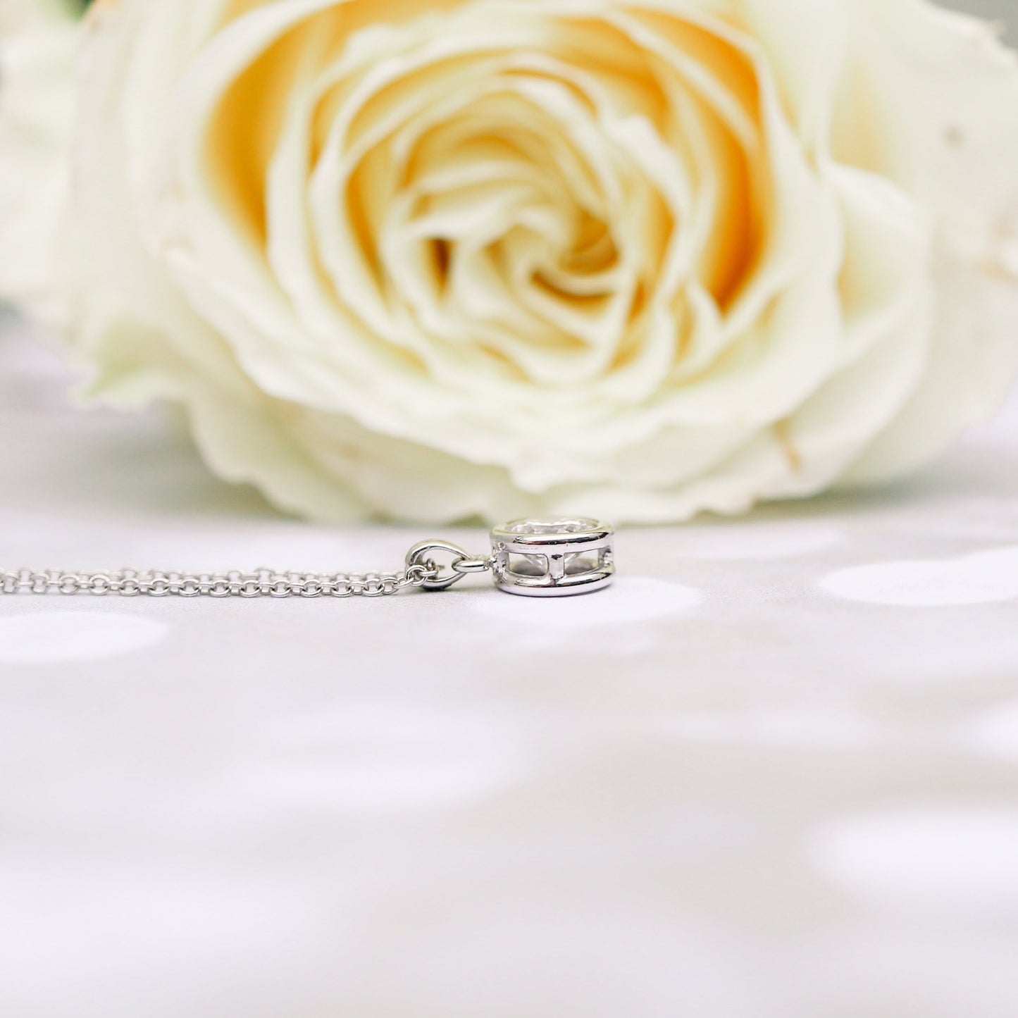 Single Bezel Necklace with 0.35 TCW Cosmopolitan Round Cut Moissanite