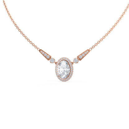 Unique Style Necklace with 0.70 CT Oval Cut Moissanite