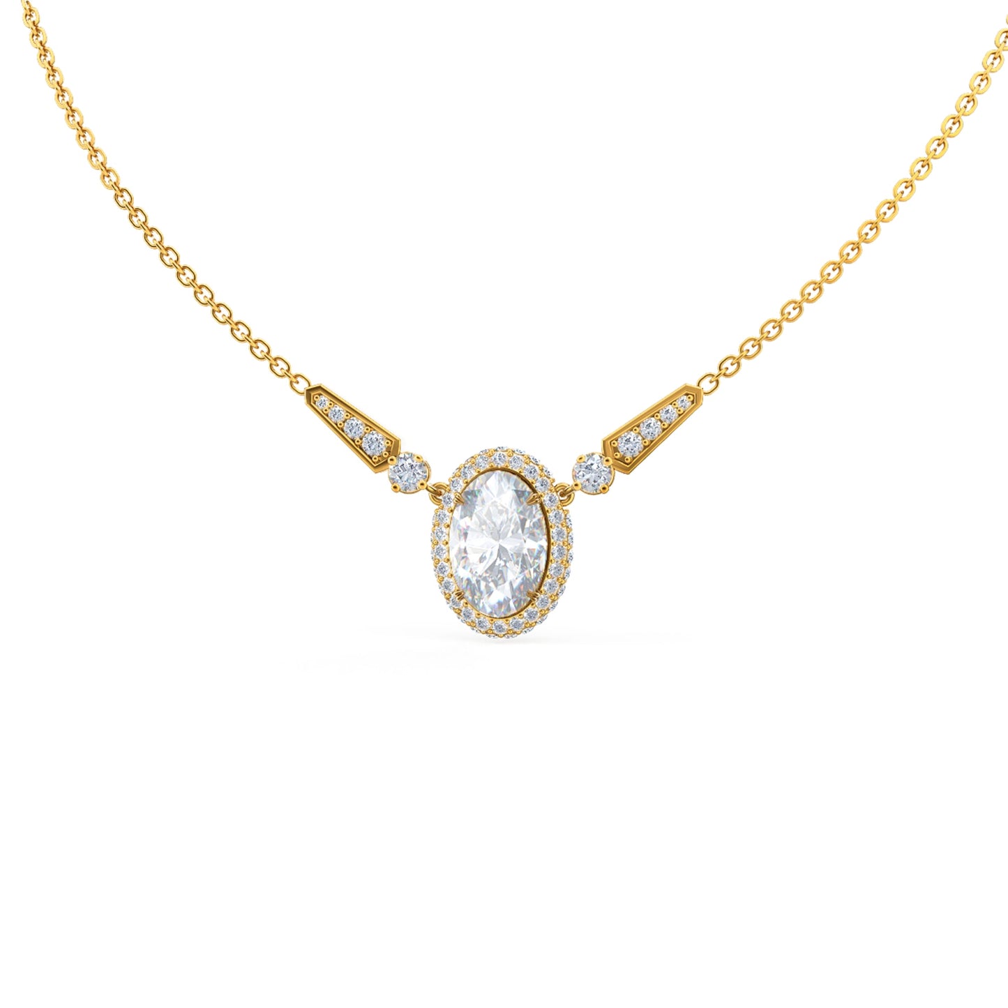 Unique Style Necklace with 0.70 CT Oval Cut Moissanite
