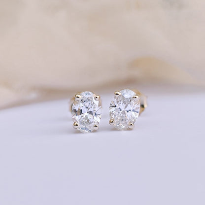 Solitaire Stud Earrings with 1.40 CT-3.0 CT Oval Cut Moissanite