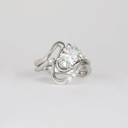 1.24-3.50 CT Oval Lab Grown Diamond Unique Bridal Ring Set