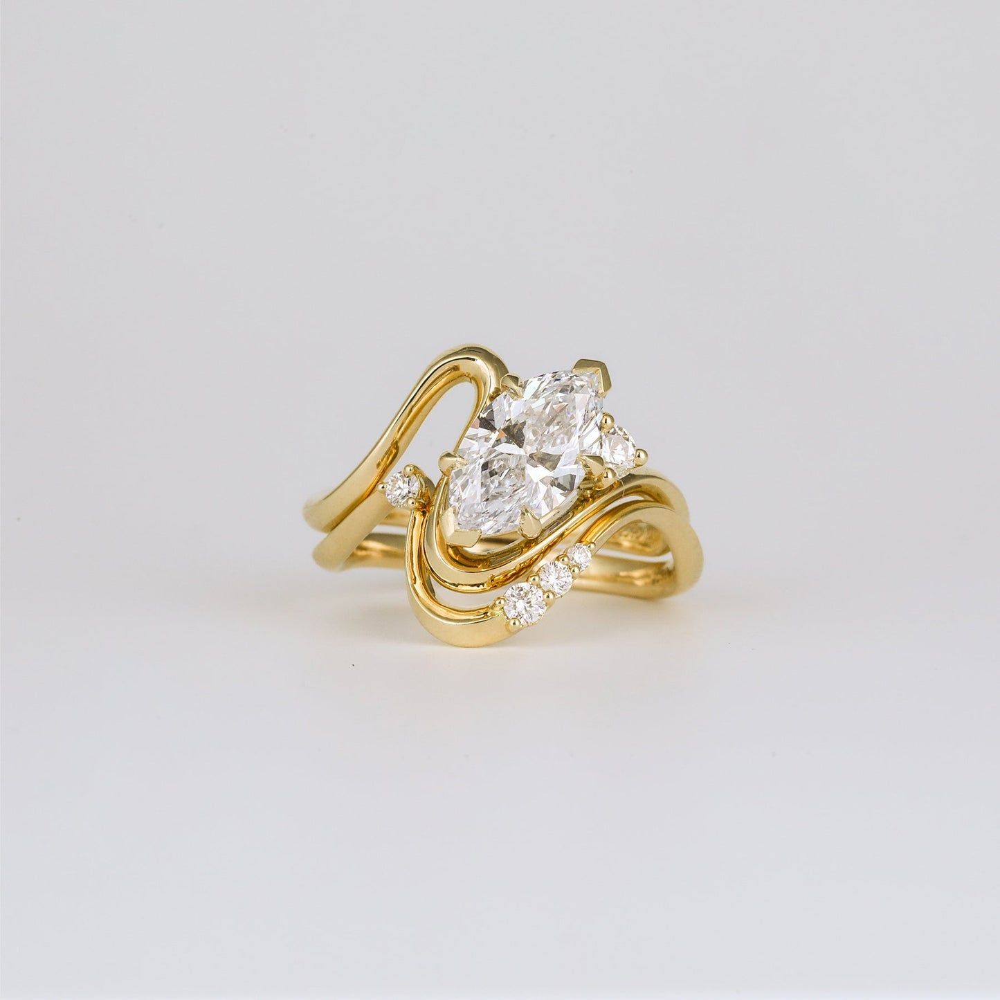 1.36- 3.50 CT Marquise Lab Grown Diamond Unique Bridal Ring Set