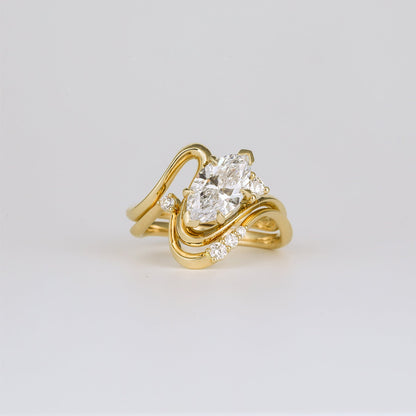 1.36- 3.50 CT Marquise Lab Grown Diamond Unique Bridal Ring Set