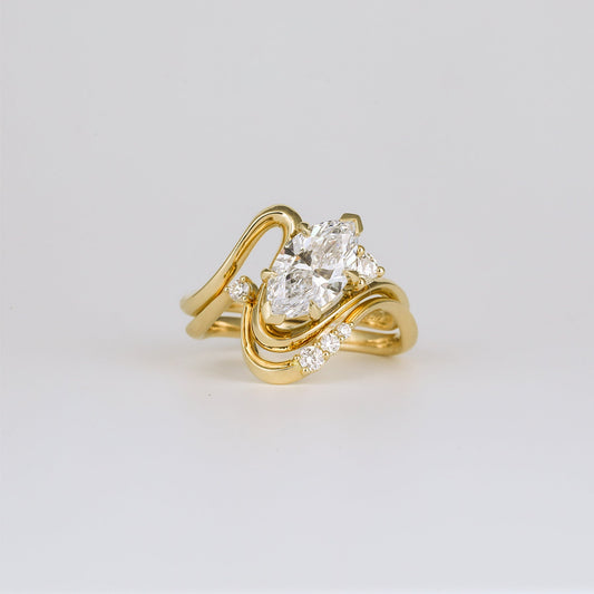 1.36- 3.50 CT Marquise Lab Grown Diamond Unique Bridal Ring Set