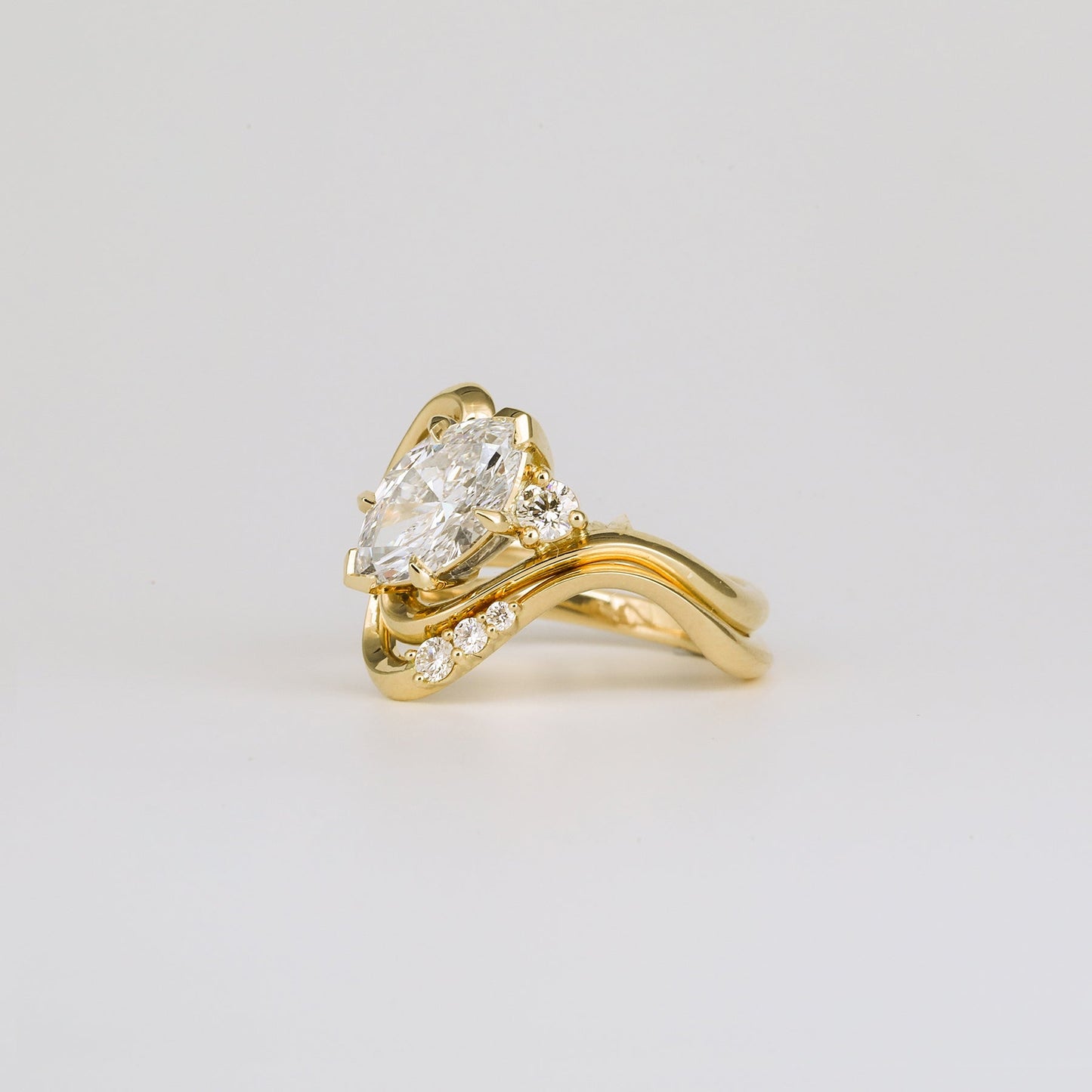 1.36- 3.50 CT Marquise Lab Grown Diamond Unique Bridal Ring Set