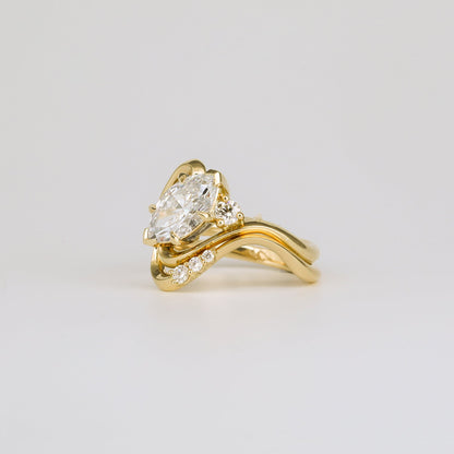 1.36- 3.50 CT Marquise Lab Grown Diamond Unique Bridal Ring Set