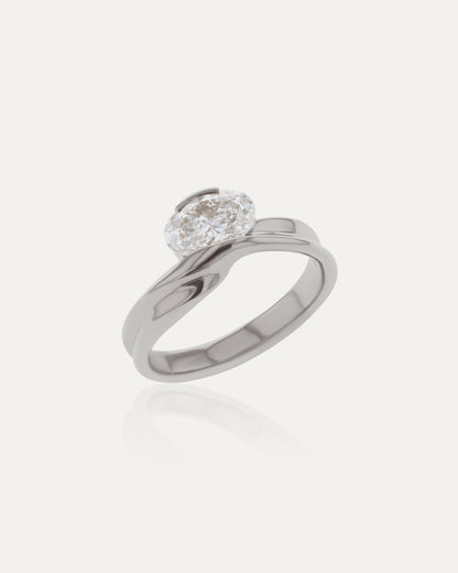 1.03 CT Oval CVD Diamond Unique Style Engagement Ring