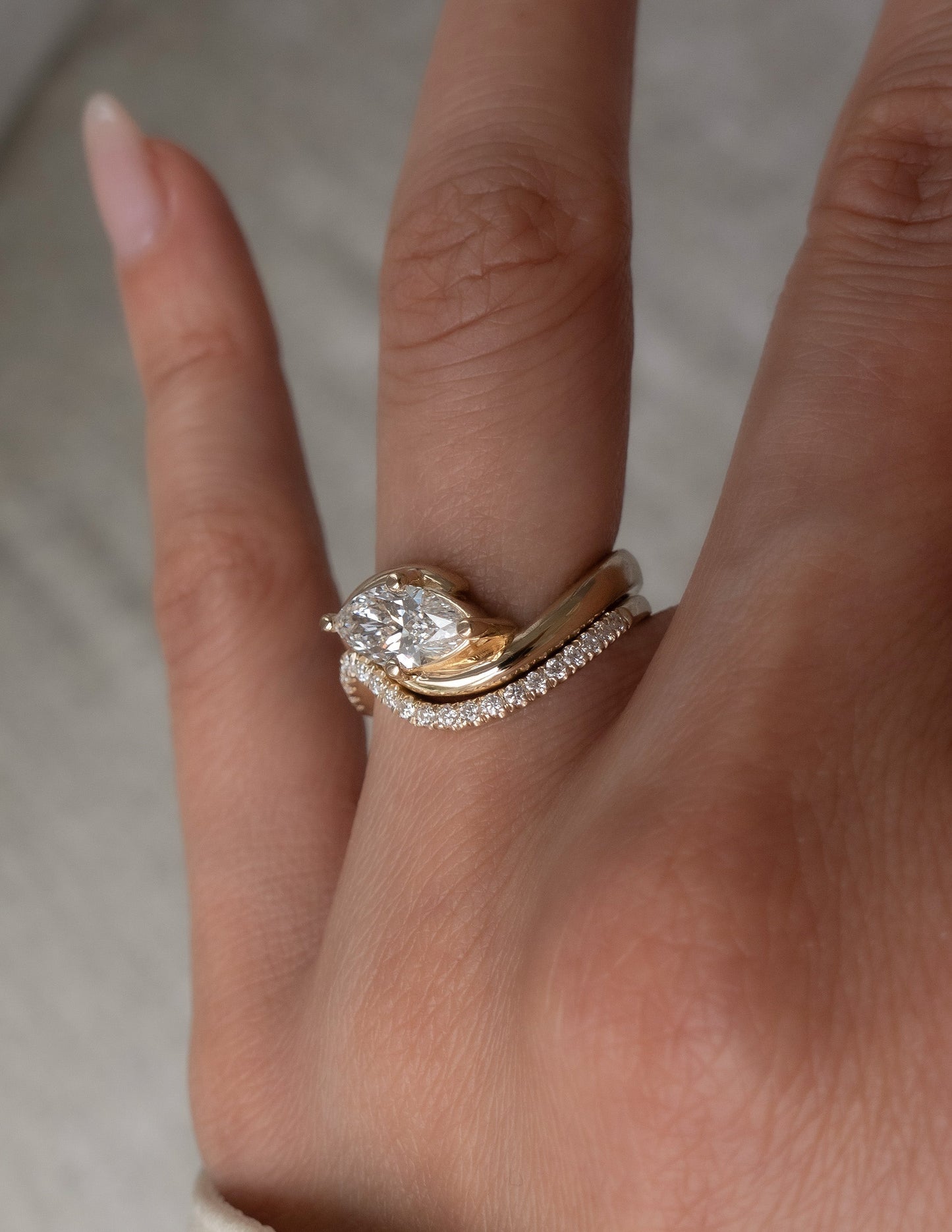 1.0 CT - 2.0 CT  Marquise Cut Lab Grown Diamond Solitaire Setting Bridal Set