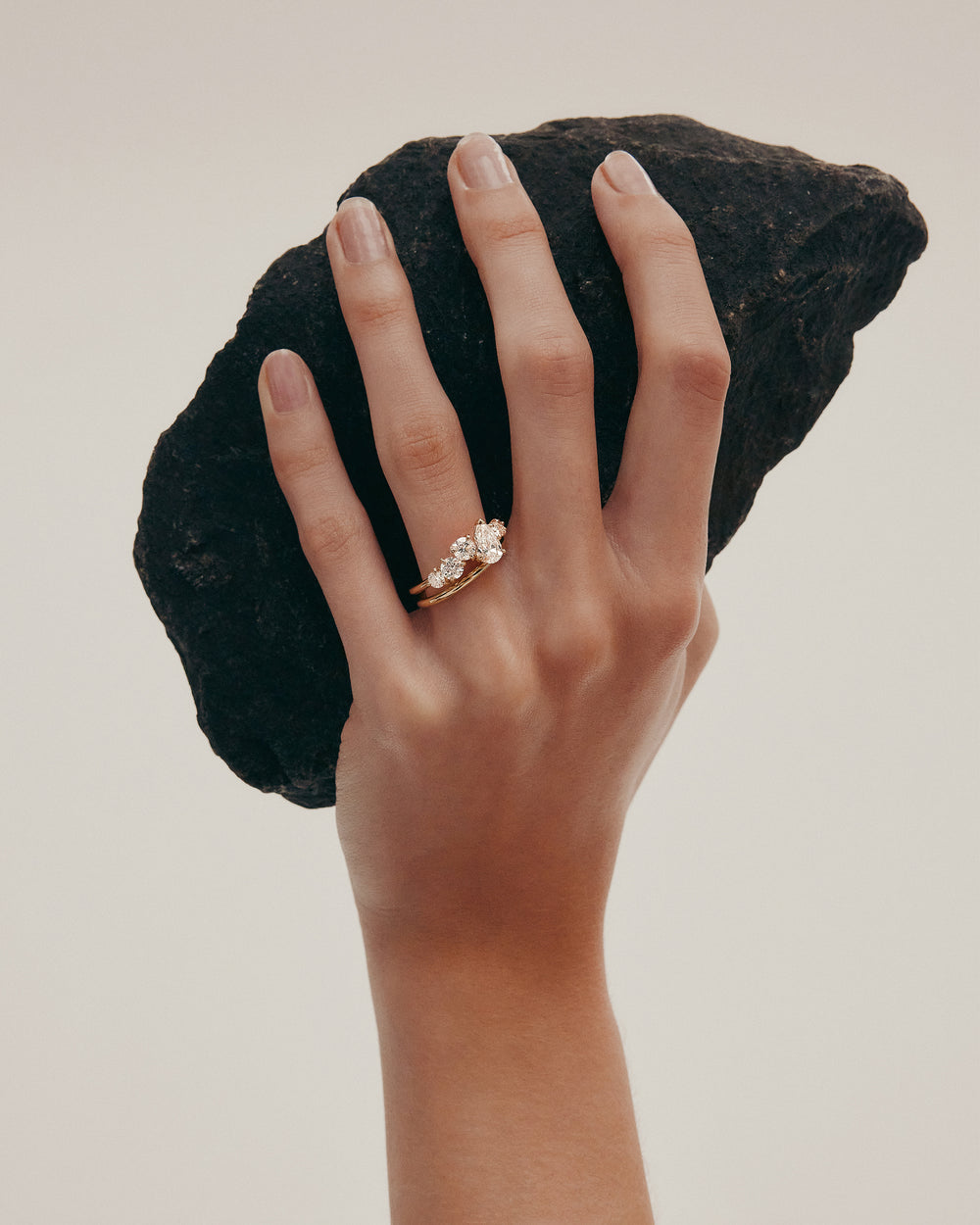 0.70 CT Round & Pear Lab Grown Diamond Unique Style Engagement Ring