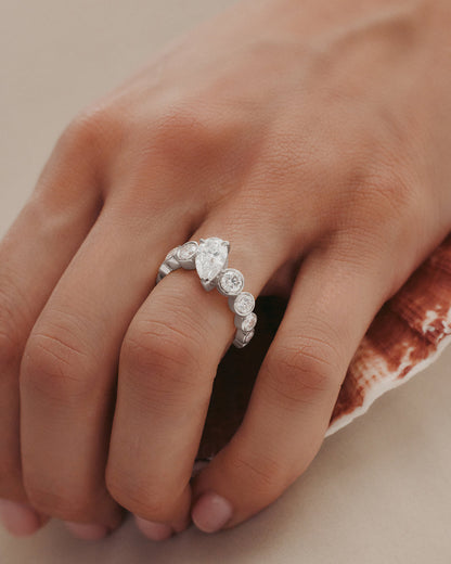 1.50 CT Pear Cut Lab Grown Diamond Unique Style Engagement Ring