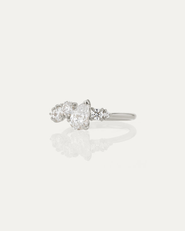 0.70 CT Round & Pear Lab Grown Diamond Unique Style Engagement Ring
