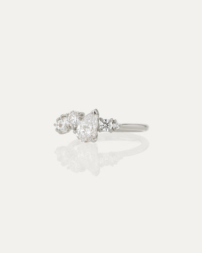 0.70 CT Round & Pear Lab Grown Diamond Unique Style Engagement Ring