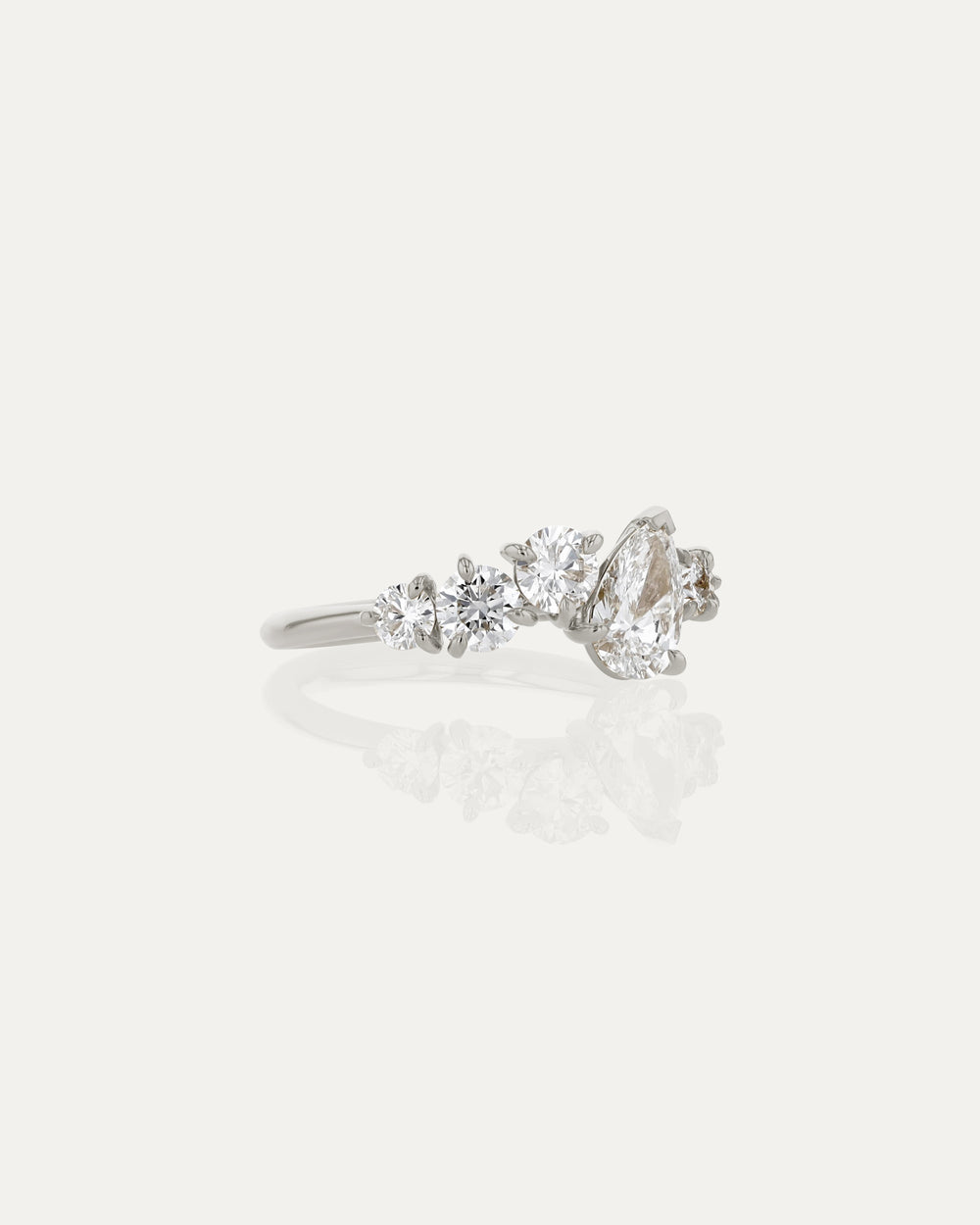 0.70 CT Round & Pear Lab Grown Diamond Unique Style Engagement Ring