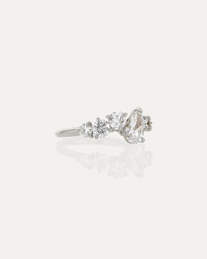0.70 CT Round & Pear Lab Grown Diamond Unique Style Engagement Ring