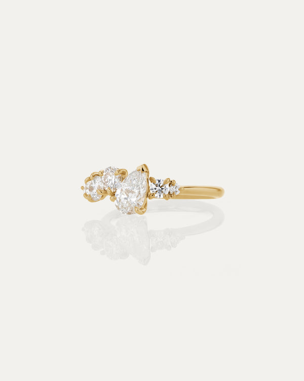0.70 CT Round & Pear Lab Grown Diamond Unique Style Engagement Ring