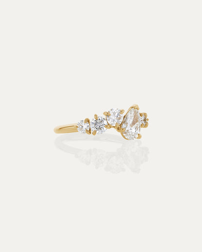0.70 CT Round & Pear Lab Grown Diamond Unique Style Engagement Ring