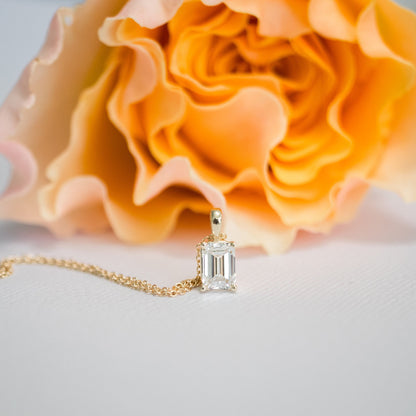 Solitaire Necklace with 0.70 CT Classic Emerald Cut Moissanite