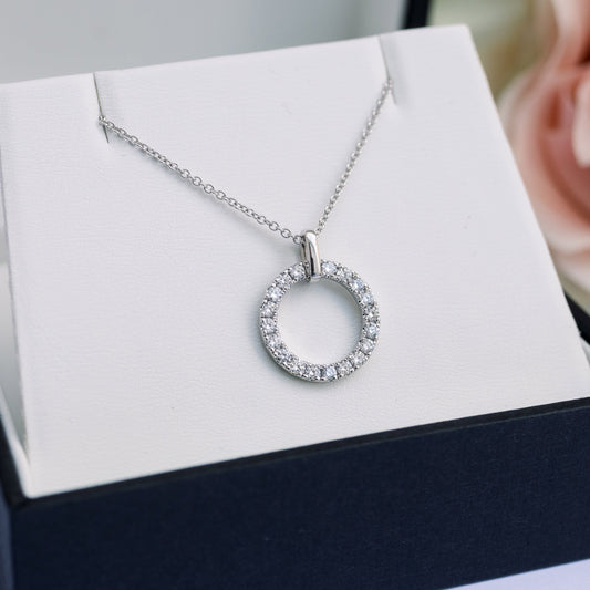 Open Circle Necklace with 0.25 TCW Round Cut Moissanite