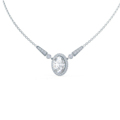 Unique Style Necklace with 0.70 CT Oval Cut Moissanite