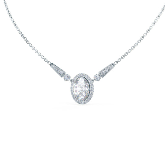 Unique Style Necklace with 0.70 CT Oval Cut Moissanite