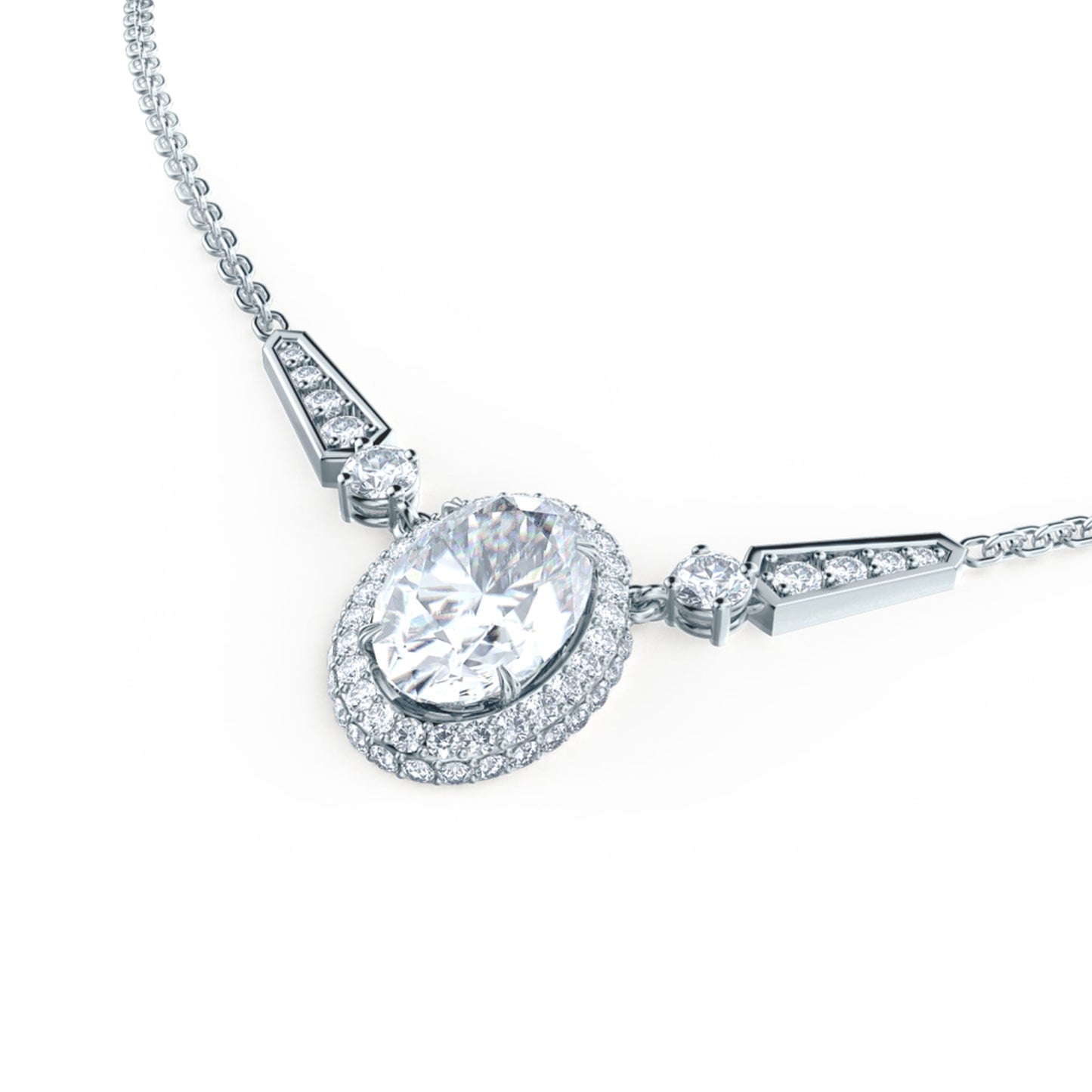Unique Style Necklace with 0.70 CT Oval Cut Moissanite