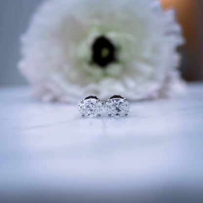 Solitaire Stud Earrings with 1.40 CT-3.0 CT Oval Cut Moissanite