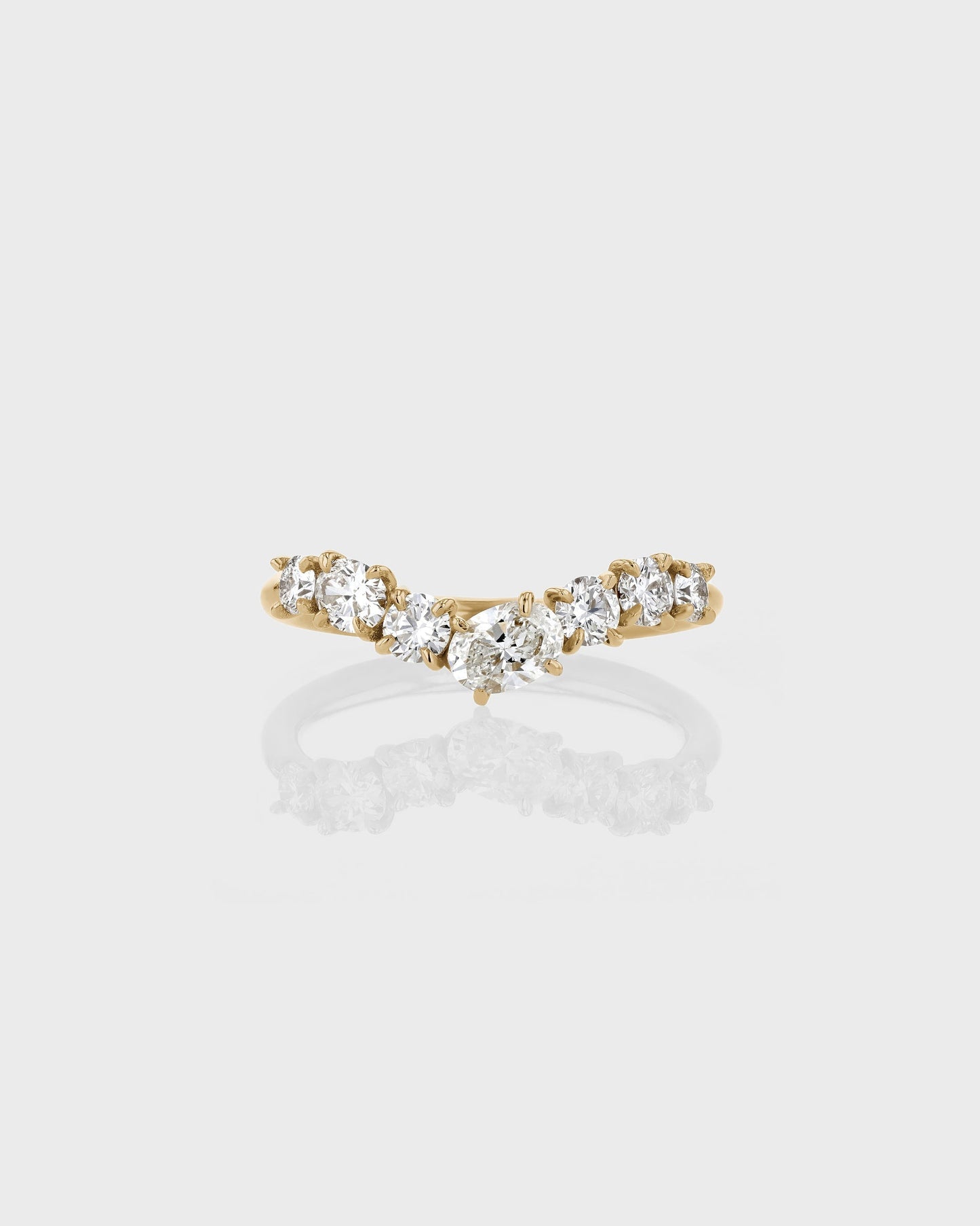 0.85 TCW Oval & Round Diamond Cluster Wedding Band