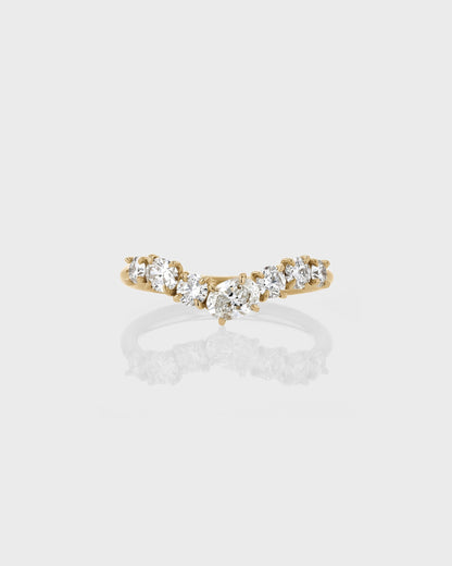 0.85 TCW Oval & Round Diamond Cluster Wedding Band