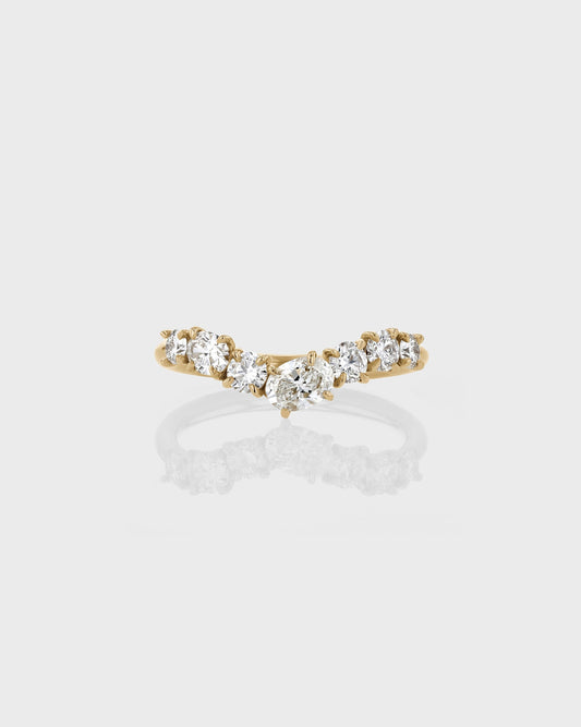 0.85 TCW Oval & Round Diamond Cluster Wedding Band