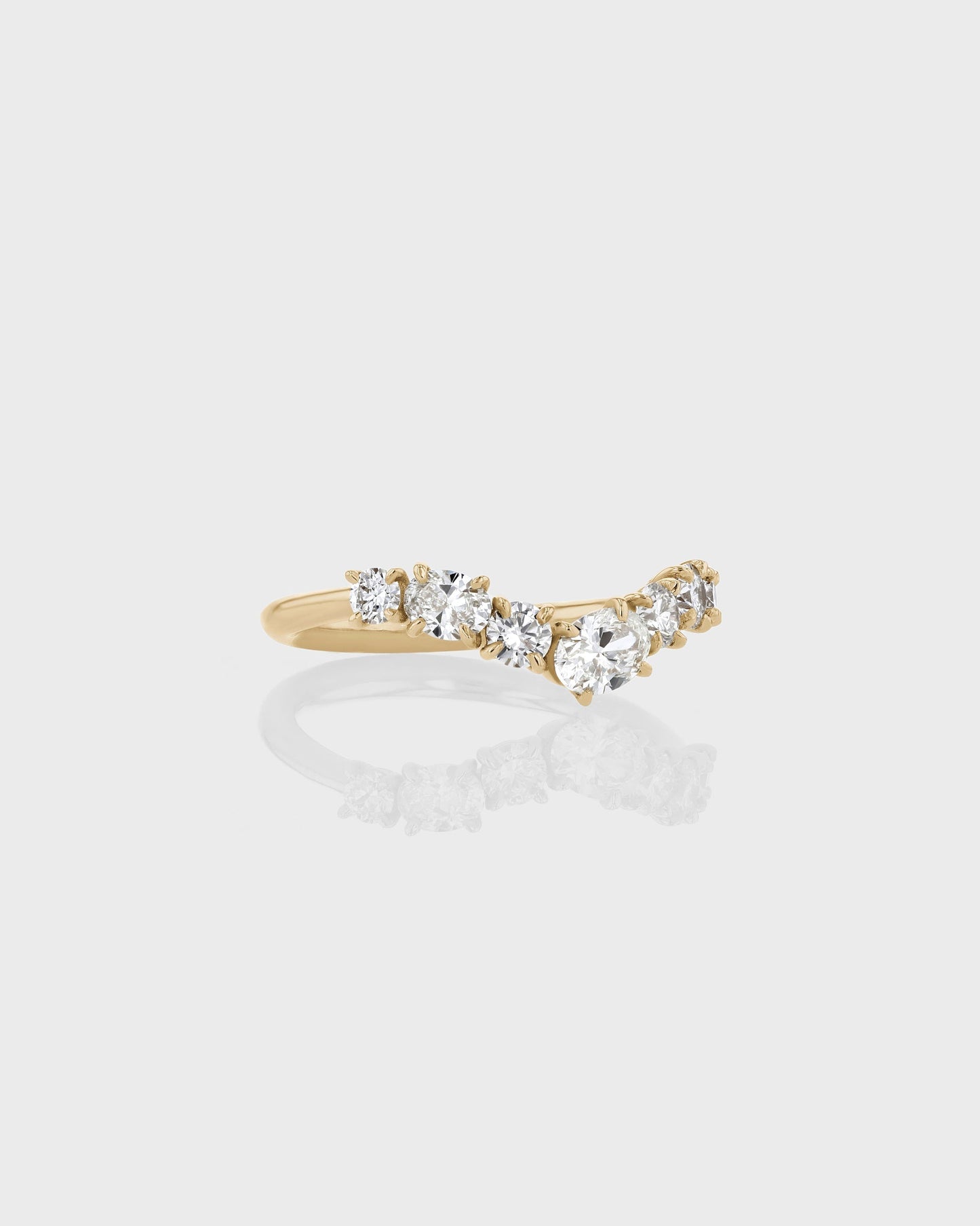 0.85 TCW Oval & Round Diamond Cluster Wedding Band