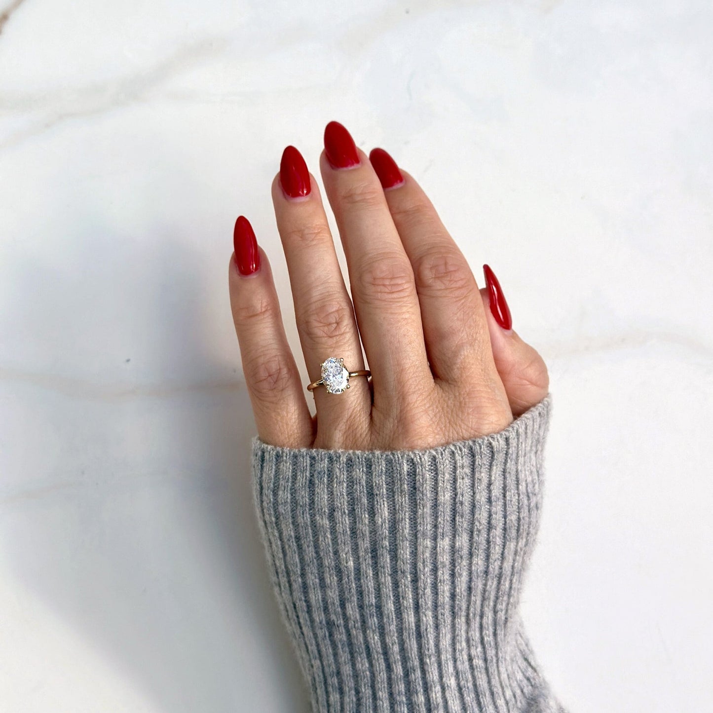 2.0 CT Oval E/VS1 CVD Diamond Solitaire Engagement Ring