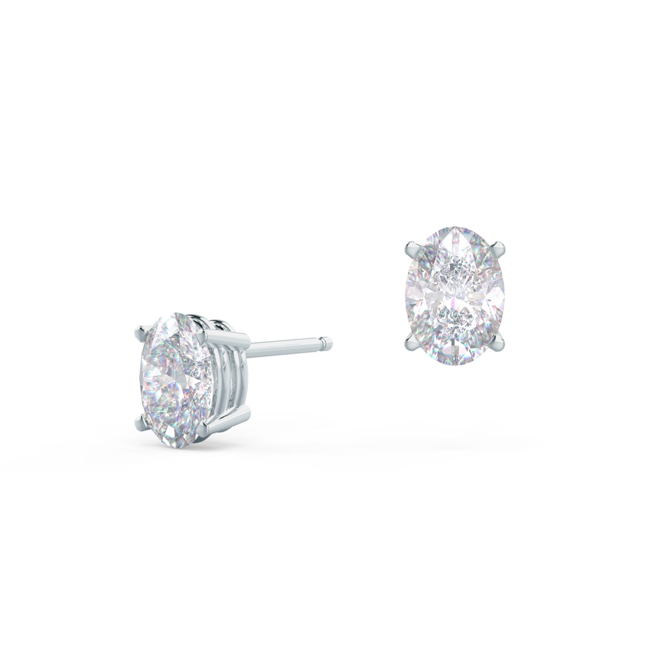 Solitaire Stud Earrings with 1.40 CT-3.0 CT Oval Cut Moissanite