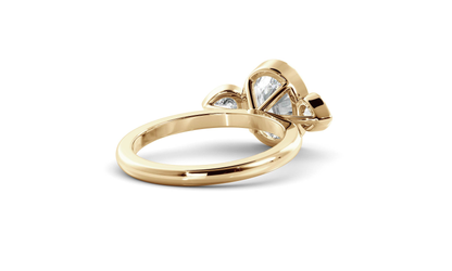 Three Stone & Bezel Ring with 1.20 CT Oval Moissanite