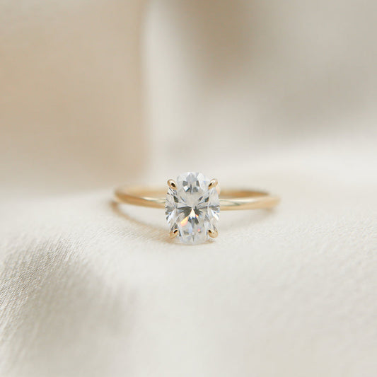 Solitaire Ring with 1.50 CT Oval Cut Moissanite