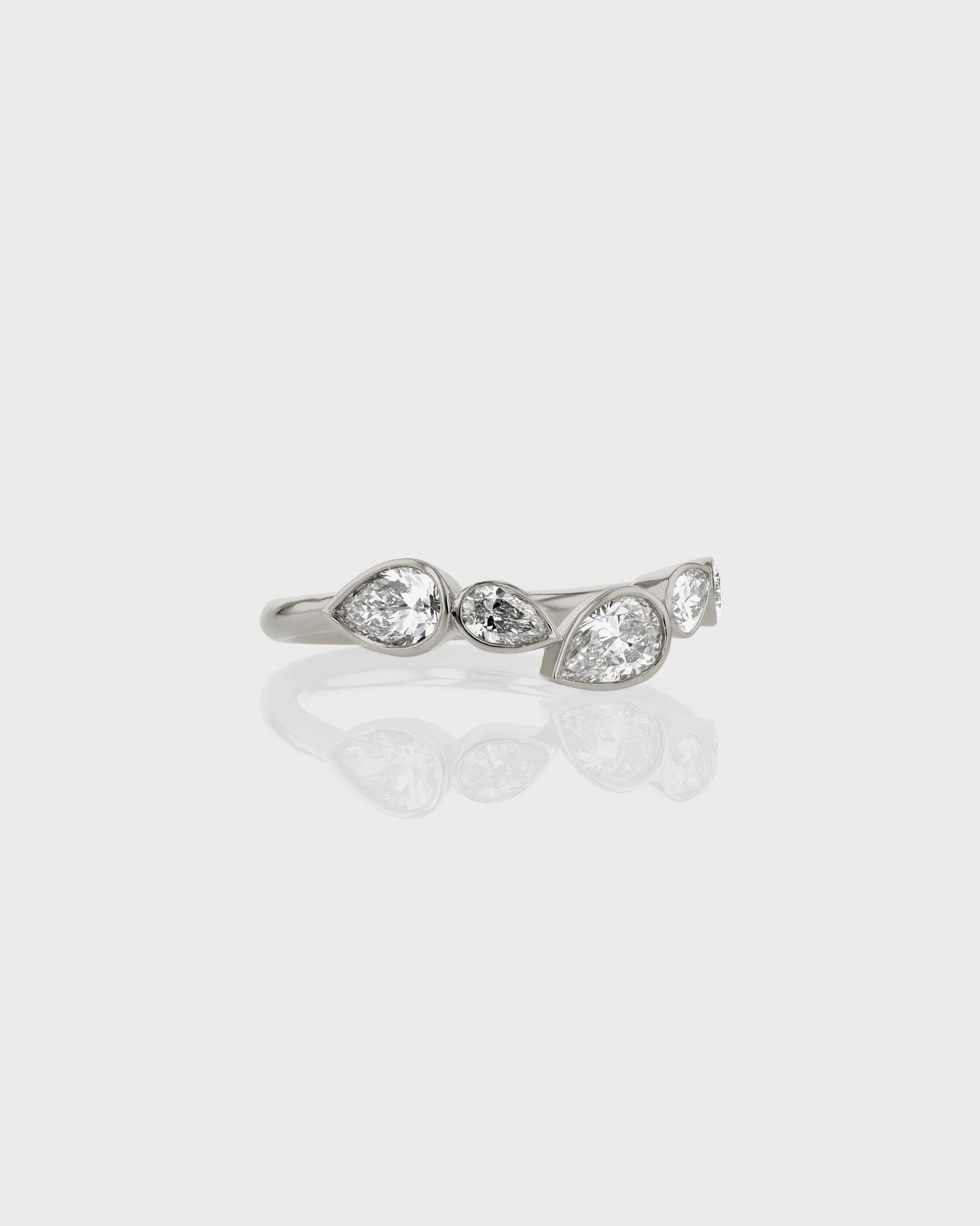 0.80 TCW Pear EF-VVS Diamond Bezel Wedding Band