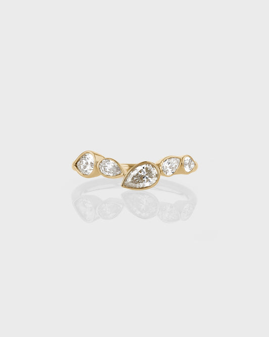 0.80 TCW Pear EF-VVS Diamond Bezel Wedding Band