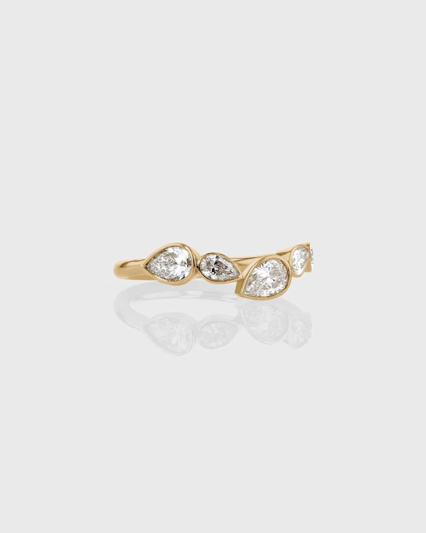 0.80 TCW Pear EF-VVS Diamond Bezel Wedding Band