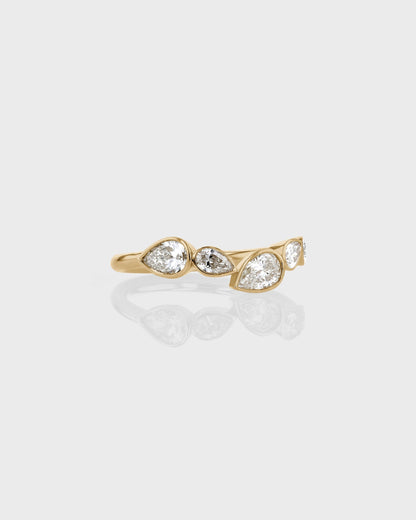 0.80 TCW Pear EF-VVS Diamond Bezel Wedding Band