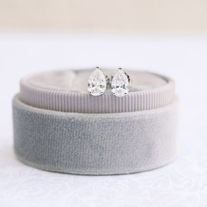 Solitaire Stud Earrings with 1.0 CT-3.0 CT Pear Cut Moissanite