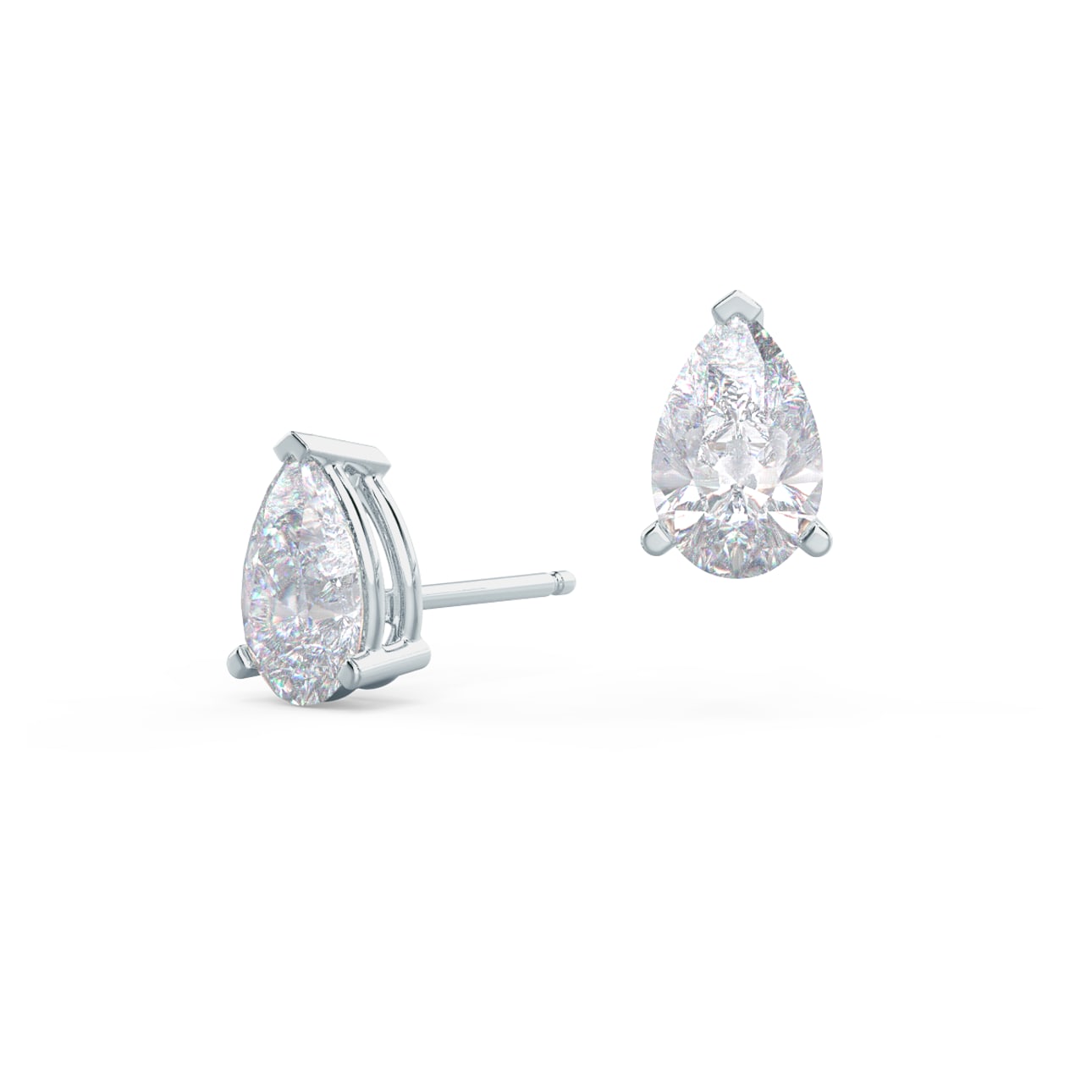 Solitaire Stud Earrings with 1.0 CT-3.0 CT Pear Cut Moissanite